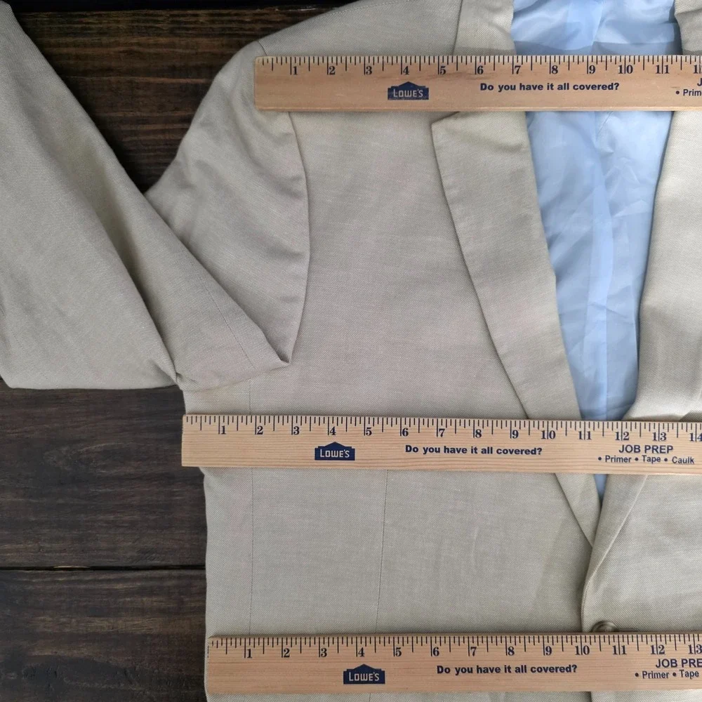 Tommy Hilfiger Men's Sport Coat Blazer Two Button Beige Linen Cotton‎ Blend 44L